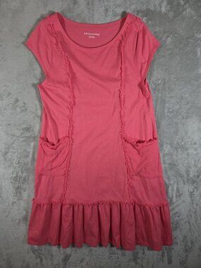 Soft Surroundings Pink Knit Pocket Dress Petite Large Tiered Hem Cap Midi